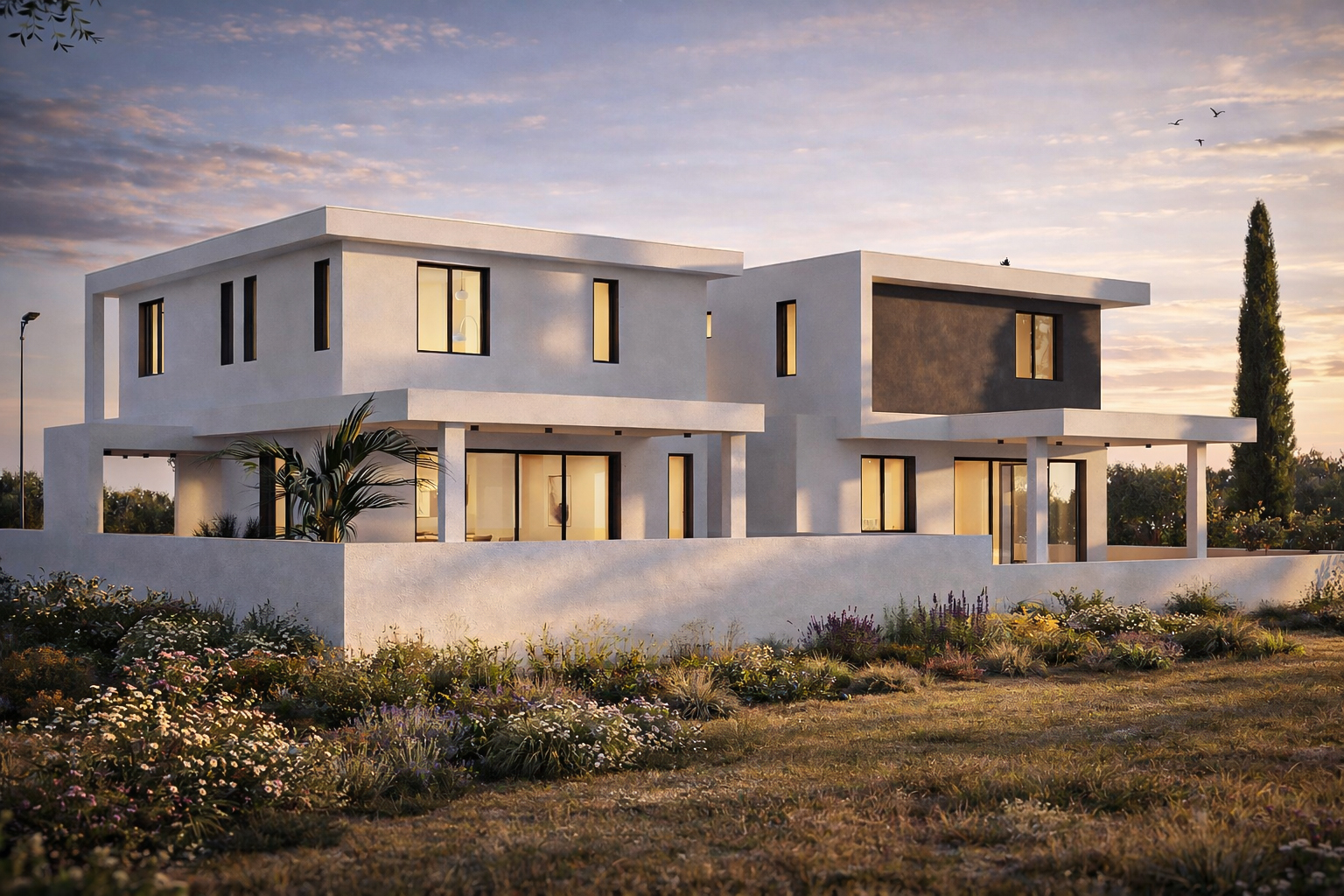 Phos Residences modern houses for sale in Latsia Nicosia with Energy Class A design and photovoltaic system